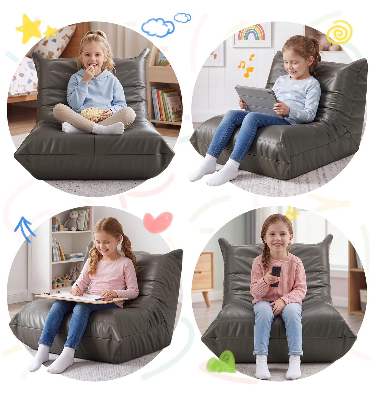 Hobestluk Bean Bag Chair Adult Leather Togo Chair Memory Foam Living Room