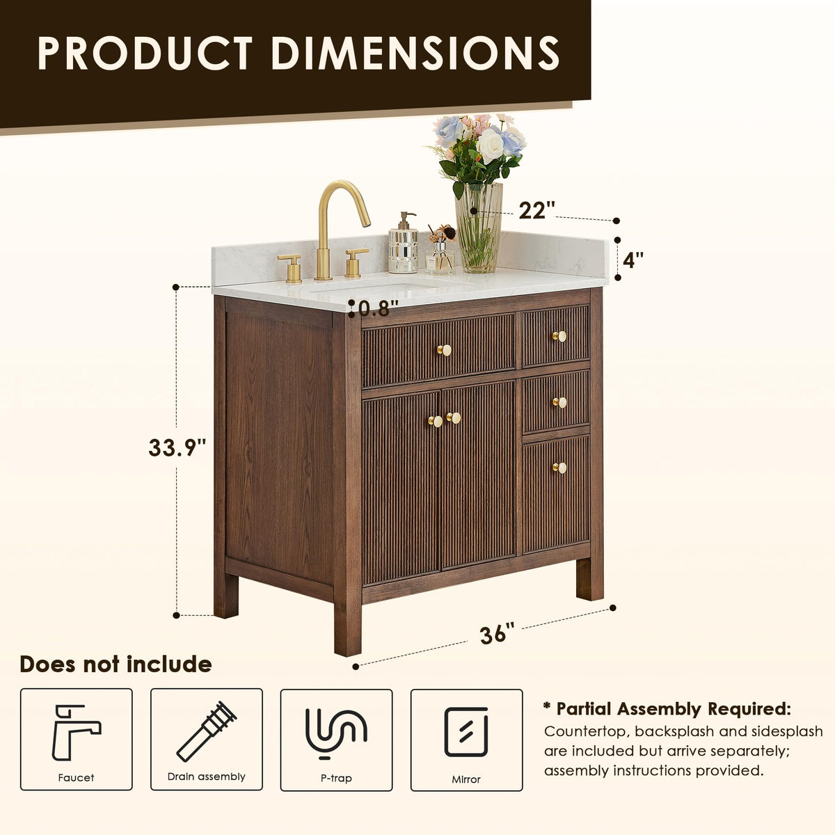 48 Inch Bathroom Vanity with Sink Modern Single Vanities with Countertop