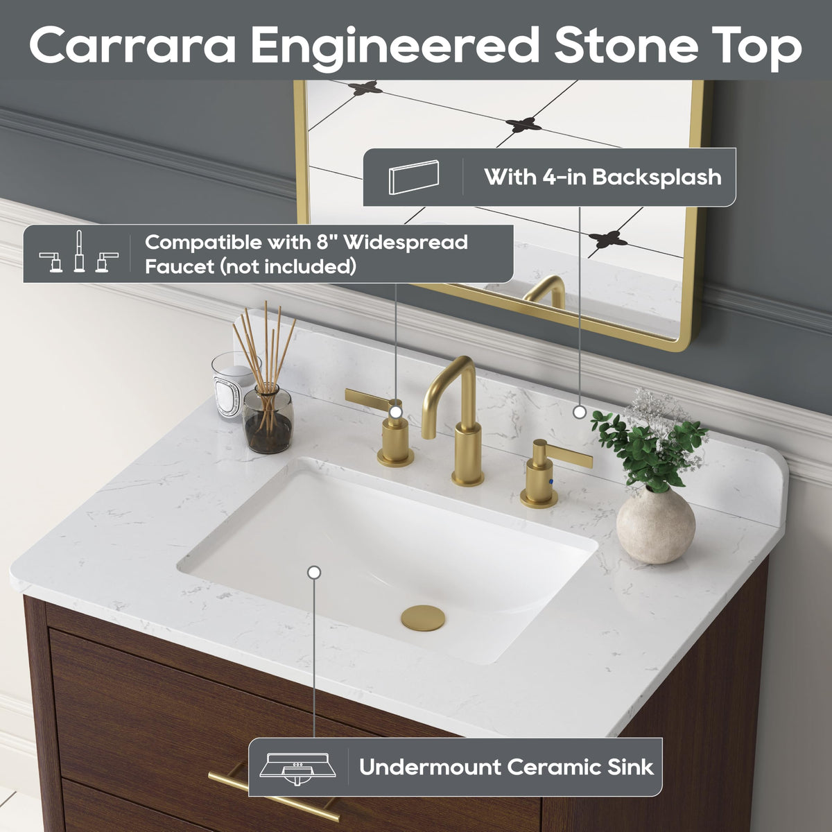 60 Inch Bathroom Vanity with Double Sink Combo, Greige