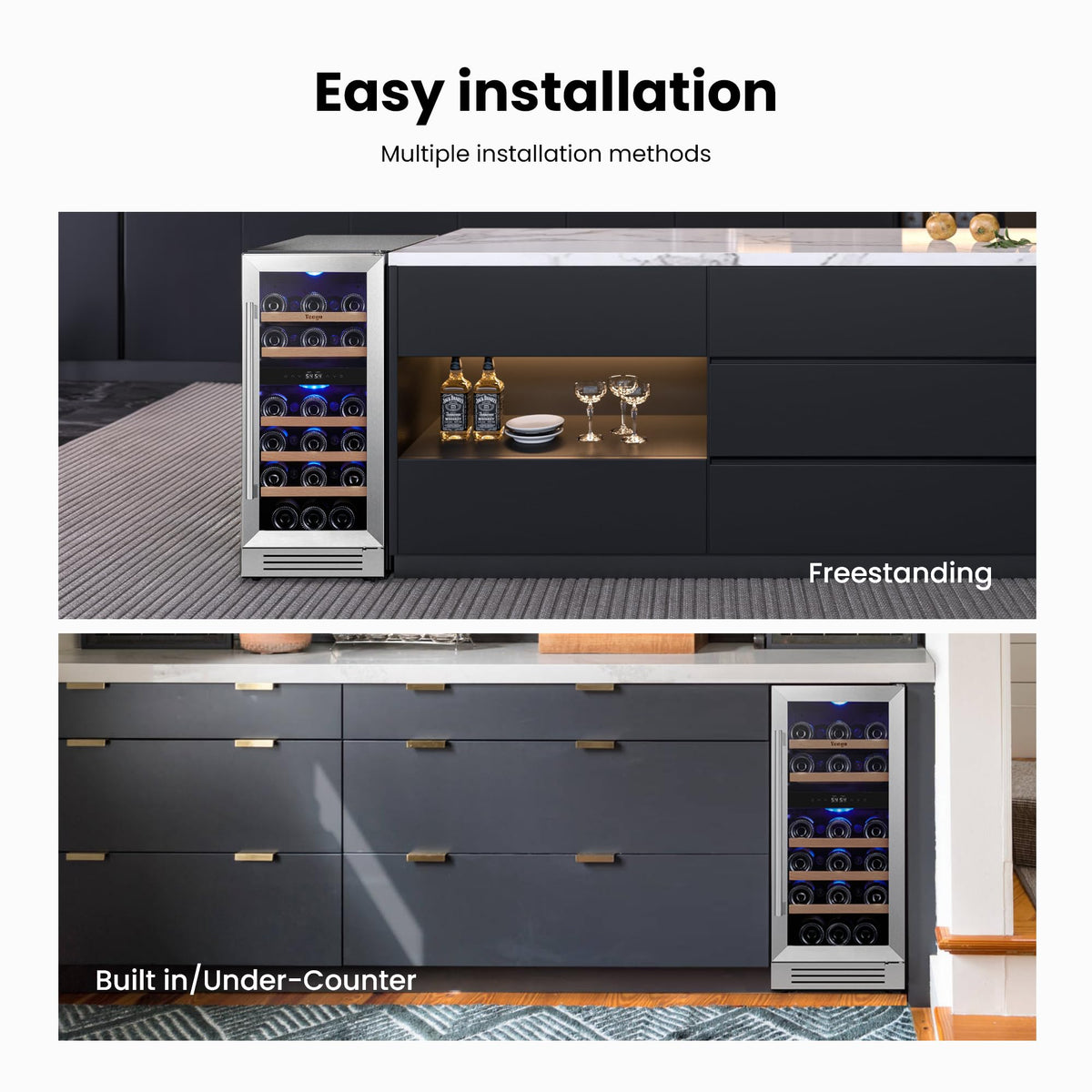 Yeego 30 Inch Wine and Beverage Refrigerator with 80 Can and 33 Bottle
