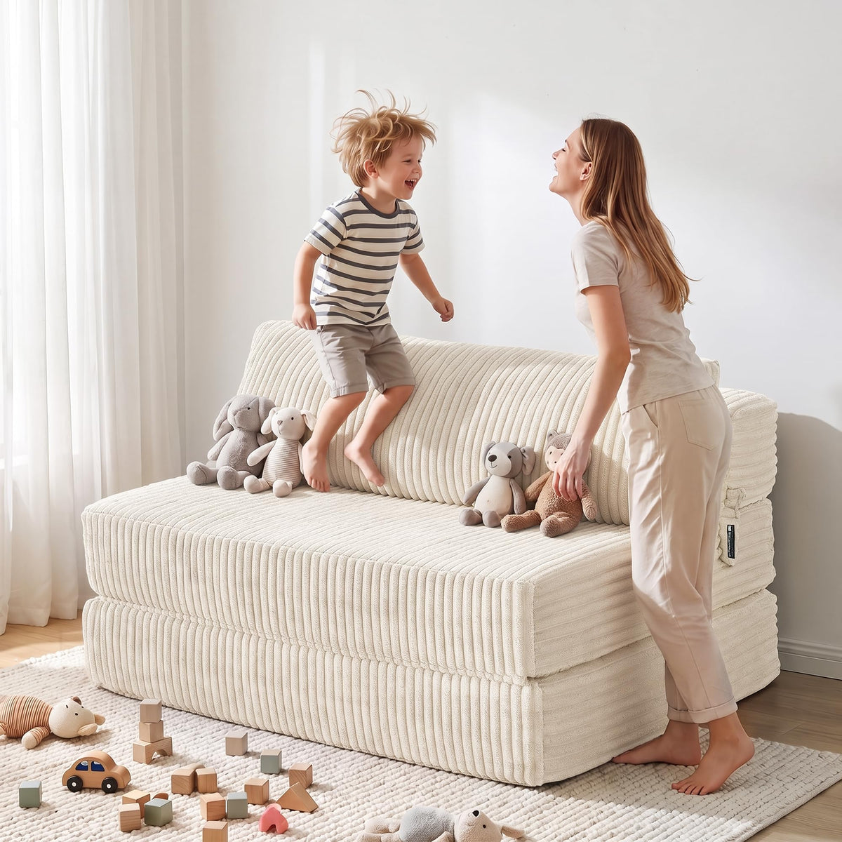 Folding Sofa Bed Convertible 4 in 1 Sleeper Chair Gray Single