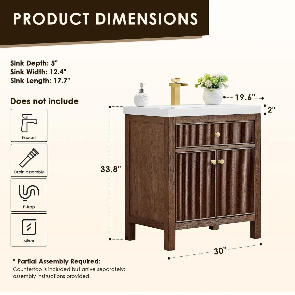 48 Inch Bathroom Vanity with Sink Modern Single Vanities with Countertop