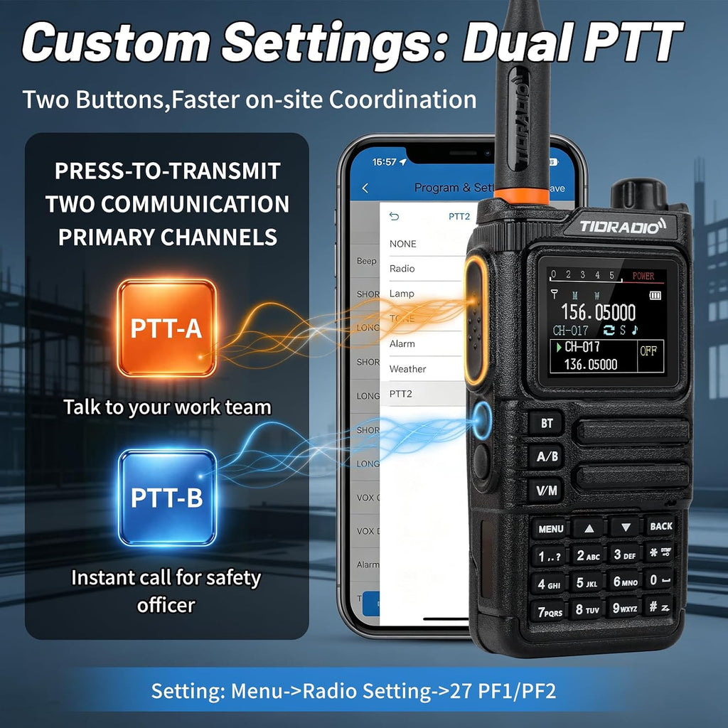 TIDRADIO TD-H9 10W GPS/APRS GMRS Handheld Radio, APP/Web Programming, Bluetoth, Noise Reduction, Repeater Capable, Spectrum Analysis, Compass, Air Band, NOAA, Long Range Walkie Talkies for Off-Roading