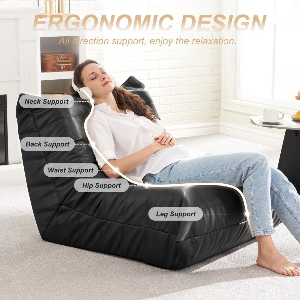 Hobestluk Bean Bag Chair Adult Leather Togo Chair Memory Foam Living Room