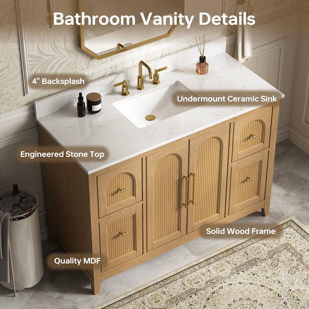 60 Inch Bathroom Vanity with Double Sink Combo, Greige
