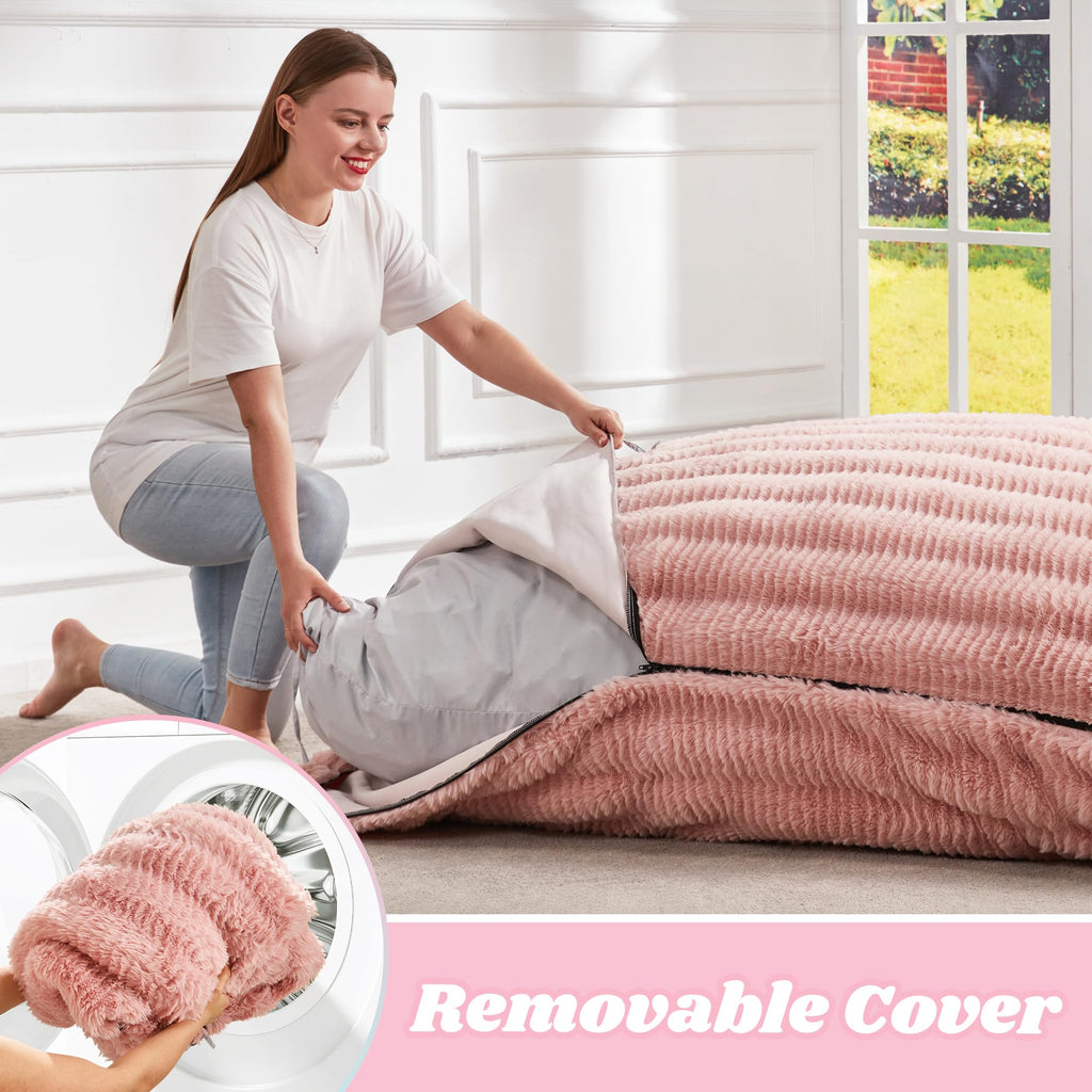 Hobestluk Adult Bean Bag Chair 3 in 1 Convertible Large Bean Bag Sofa