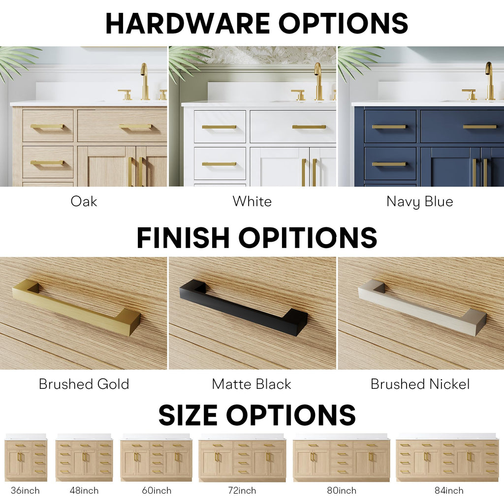 WELLFOR 36-Inch Bathroom Vanity with Sink W/ 2 Doors & 4 Drawers & 1 Flip Drawer,Navy Blue Vanity W/Matte Black Handles
