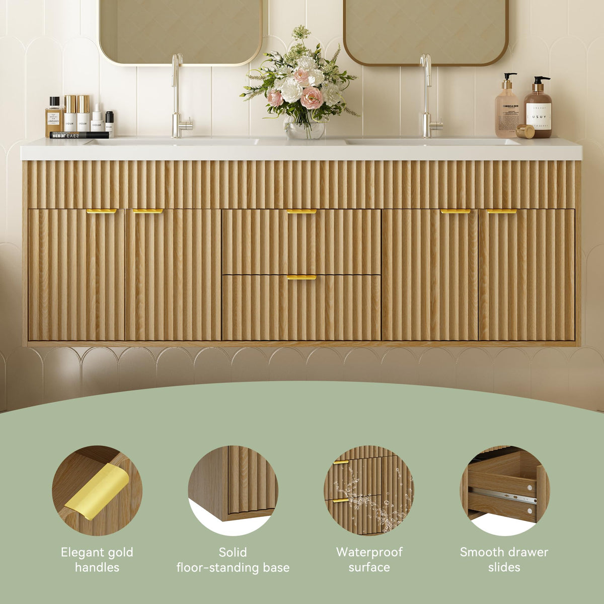 36" Bathroom Vanity with Sink Modern Oak
