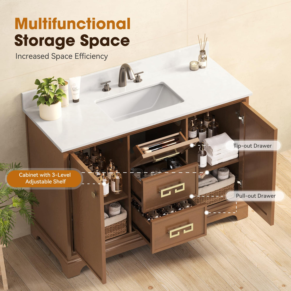 72 Inch Double Sink Bathroom Vanity Solid Wood, Fully Assembled