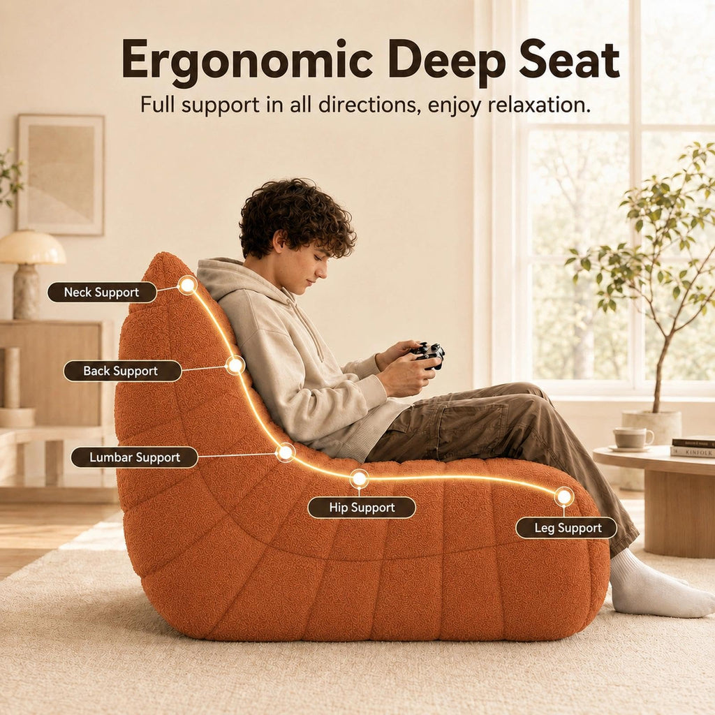 WHGBJA Giant Bean Bag Chair for Adults, Comfy Beanbag with Memory Foam
