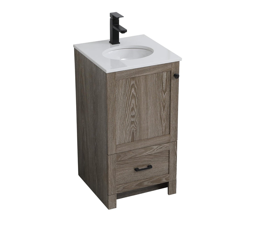 18" Pre-Assembled Bathroom Vanity with Sink, Engineered Wood, Ivory White Engineered Marble Countertop Included, Single Oval Porcelain Sink, 1 Soft-Close Drawers, Expresso