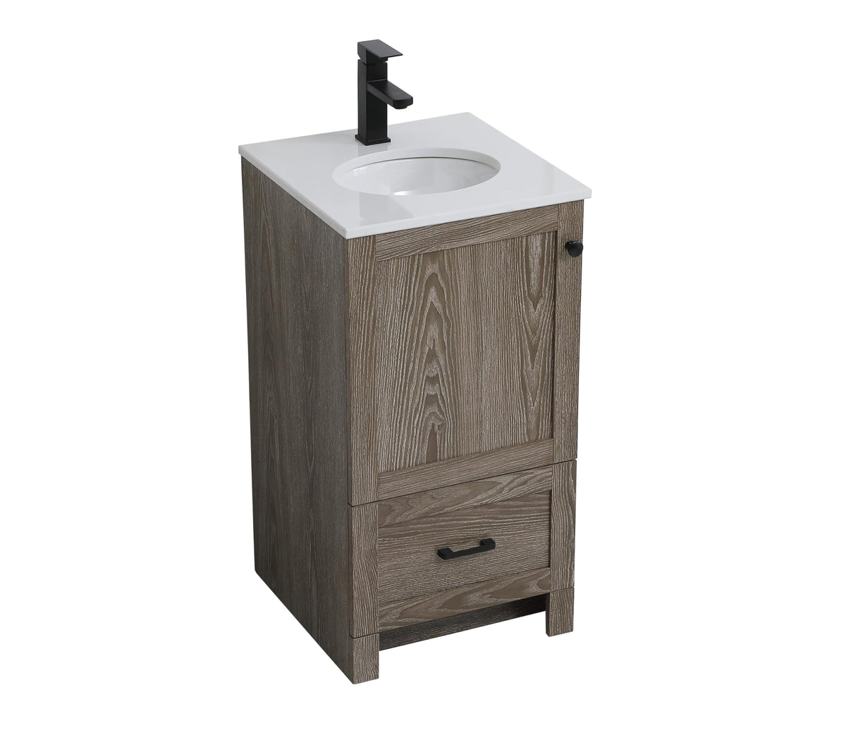 18" Pre-Assembled Bathroom Vanity with Sink, Engineered Wood, Ivory White Engineered Marble Countertop Included, Single Oval Porcelain Sink, 1 Soft-Close Drawers, Expresso