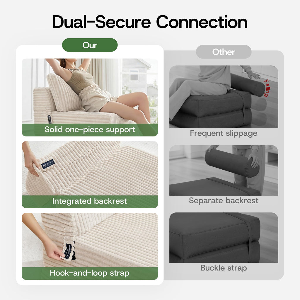 Folding Sofa Bed Convertible 4 in 1 Sleeper Chair Gray Single