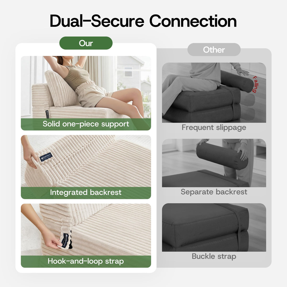 Folding Sofa Bed Convertible 4 in 1 Sleeper Chair Gray Single