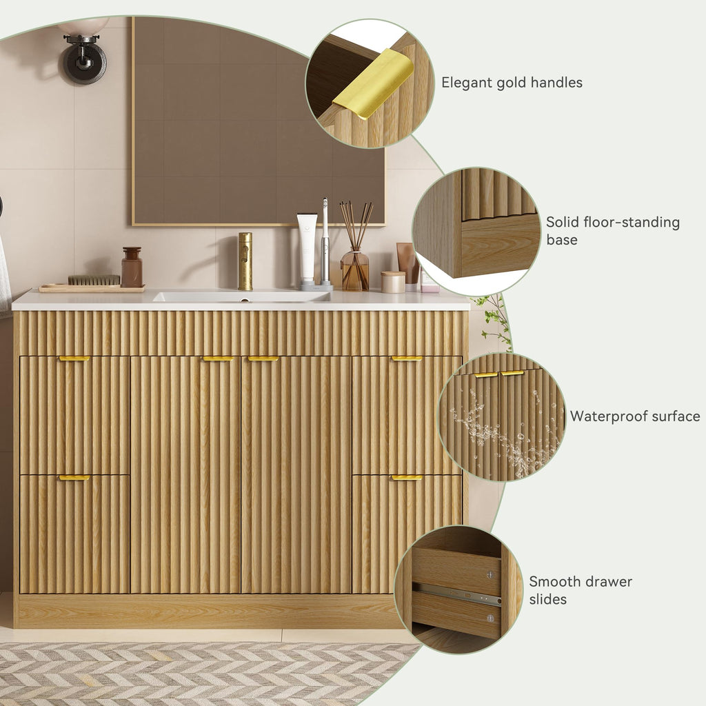 36" Bathroom Vanity with Sink Modern Oak
