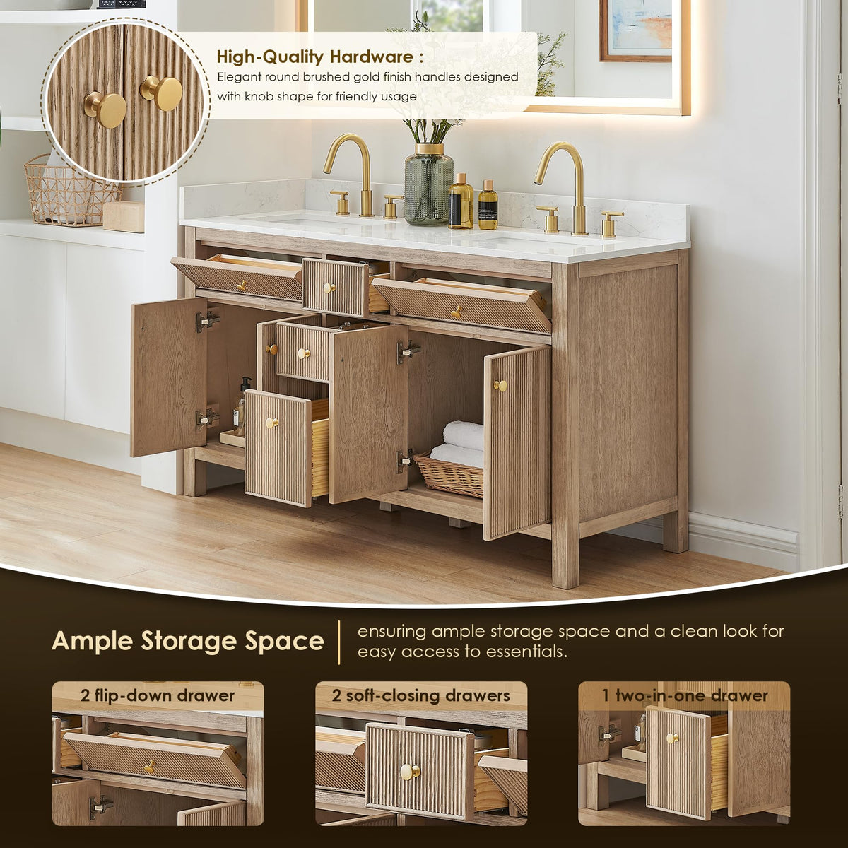 48 Inch Bathroom Vanity with Sink Modern Single Vanities with Countertop