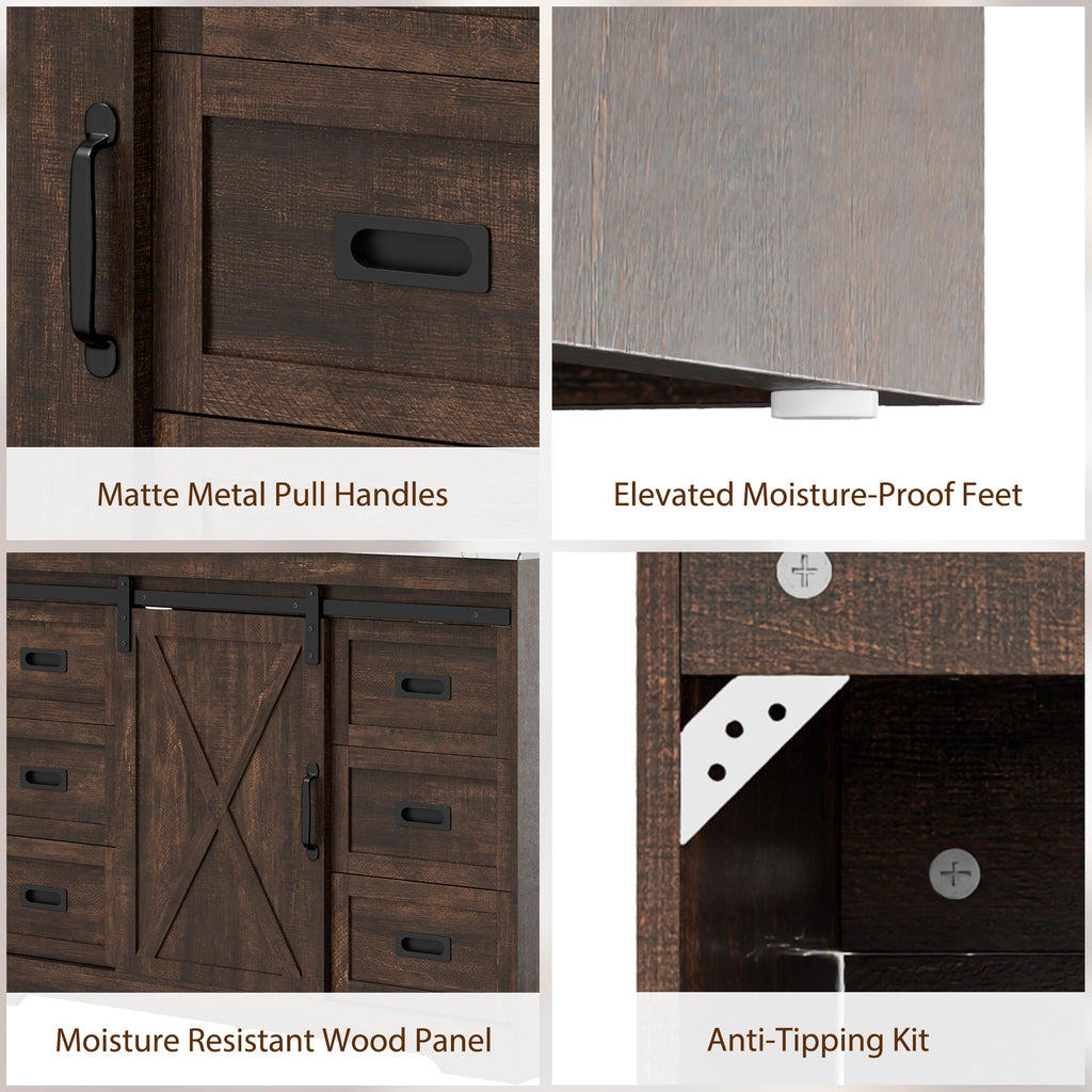 36 Inch Bathroom Vanity with Sink, Saw Cut Brown