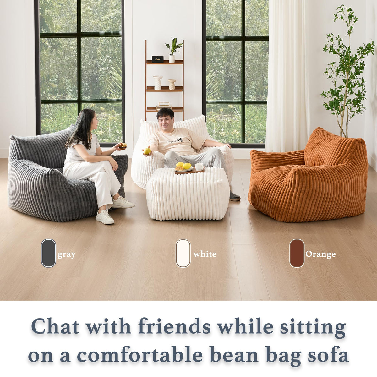 3-in-1 Giant Bean Bag Chair for Adults & Kids, Convertible Floor Sofa to Mattress, Memory Foam Beanbag Chair with Washable Cover, Multi Functional Lounge Couch for Bedroom, Living Room (Dark Grey)