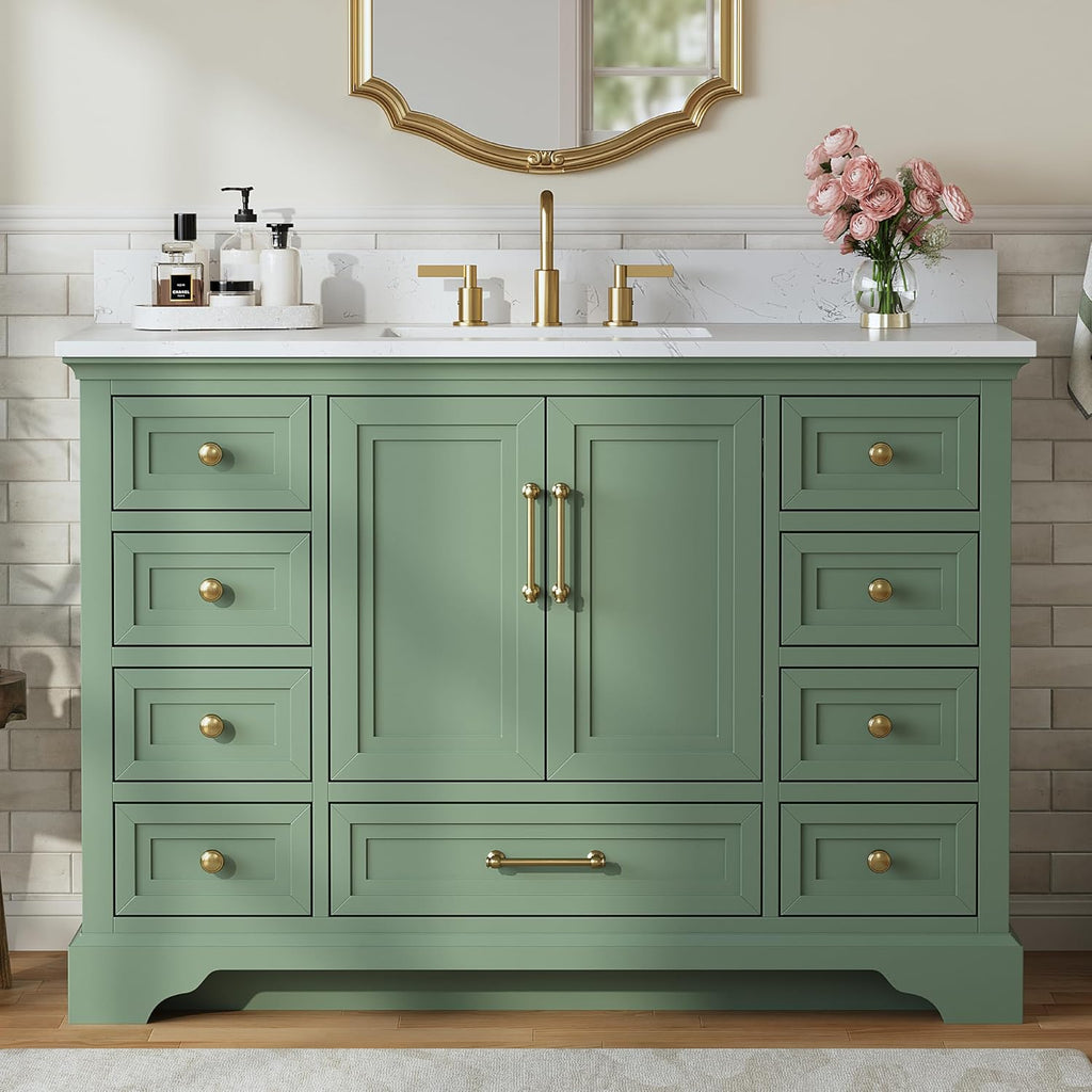 48 Inch Bathroom Vanity with Sink, Fully Assembled, Green