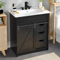 30" Bathroom Vanity with Sink, Sliding Barn Door & 3 Drawers