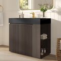 36â Modern Bathroom Vanity with Black Sink, Smoked Brown