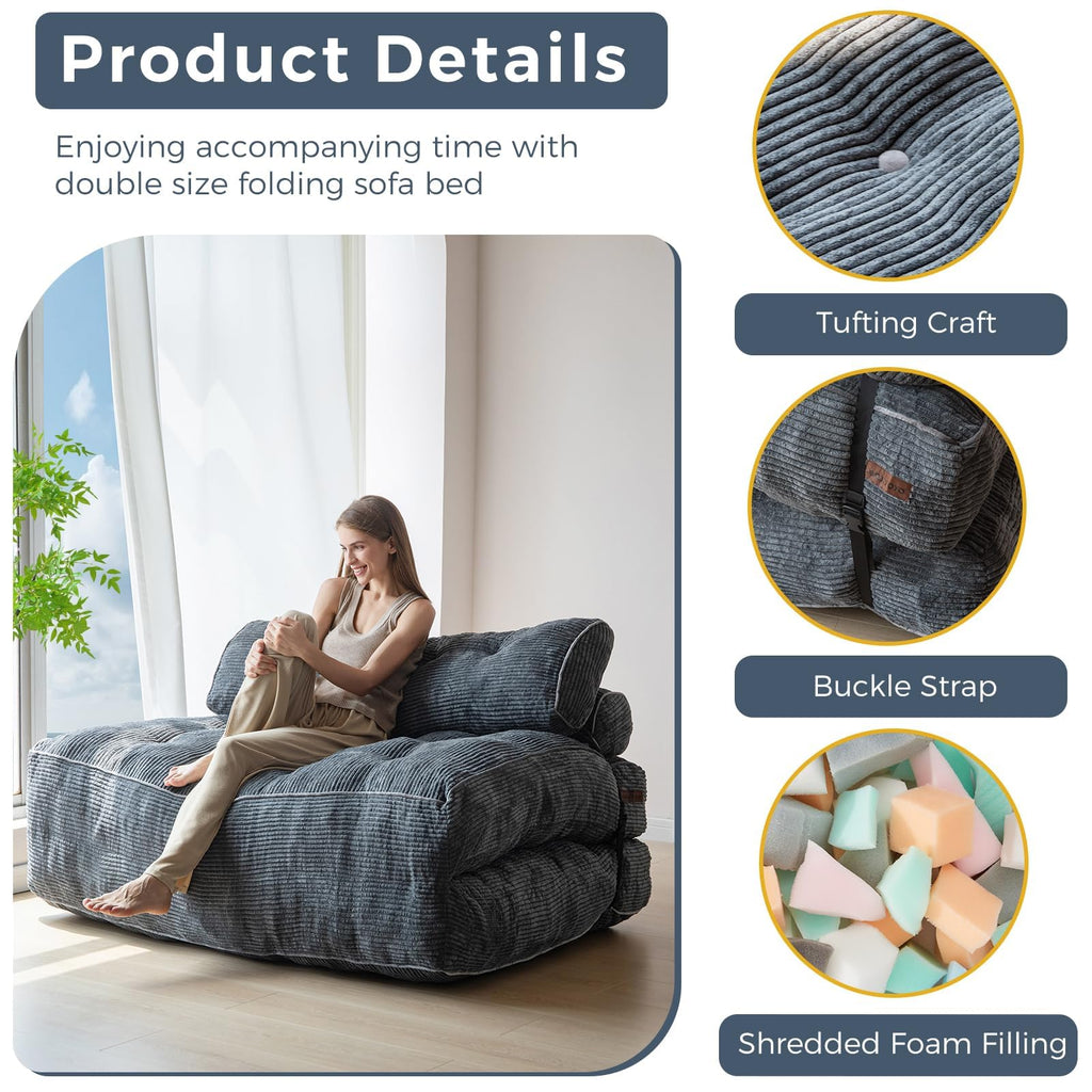 MAXYOYO Folding Sofa Bed, Convertible Chair Bed with Pillow