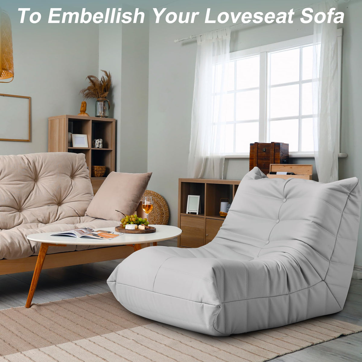 Hobestluk Bean Bag Chair Adult Leather Togo Chair Memory Foam Living Room