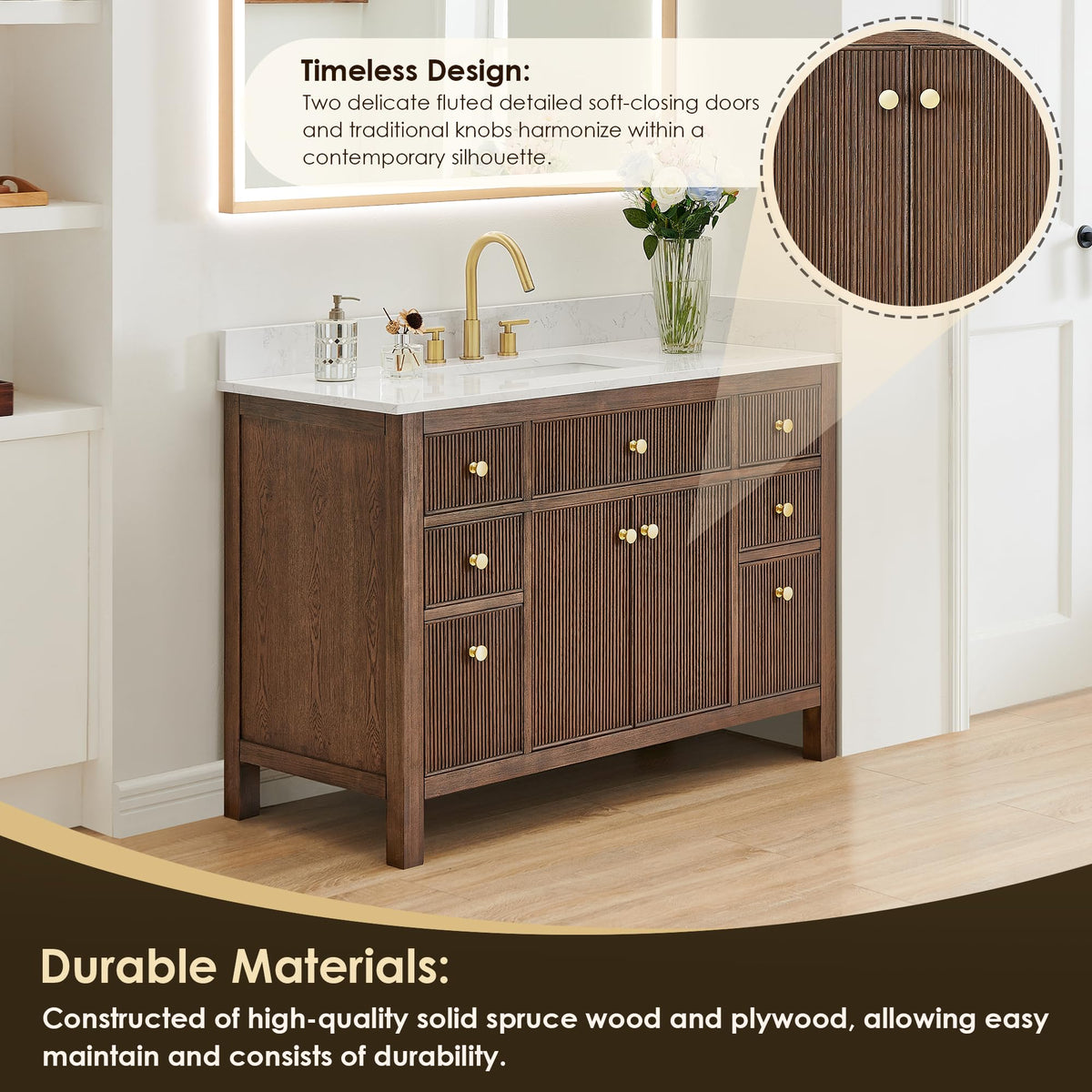 48 Inch Bathroom Vanity with Sink Modern Single Vanities with Countertop