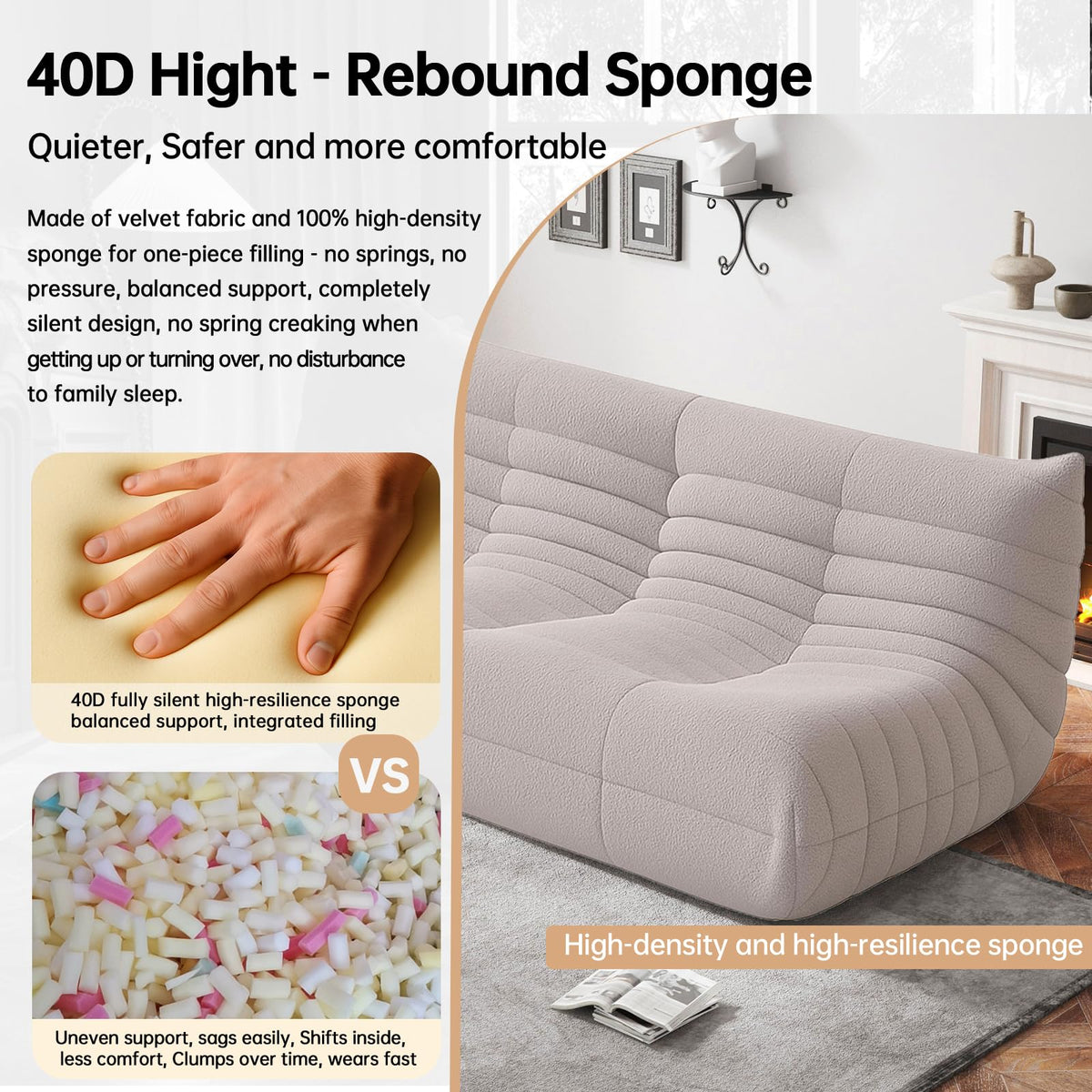 WHGBJA Giant Bean Bag Chair for Adults, Comfy Beanbag with Memory Foam