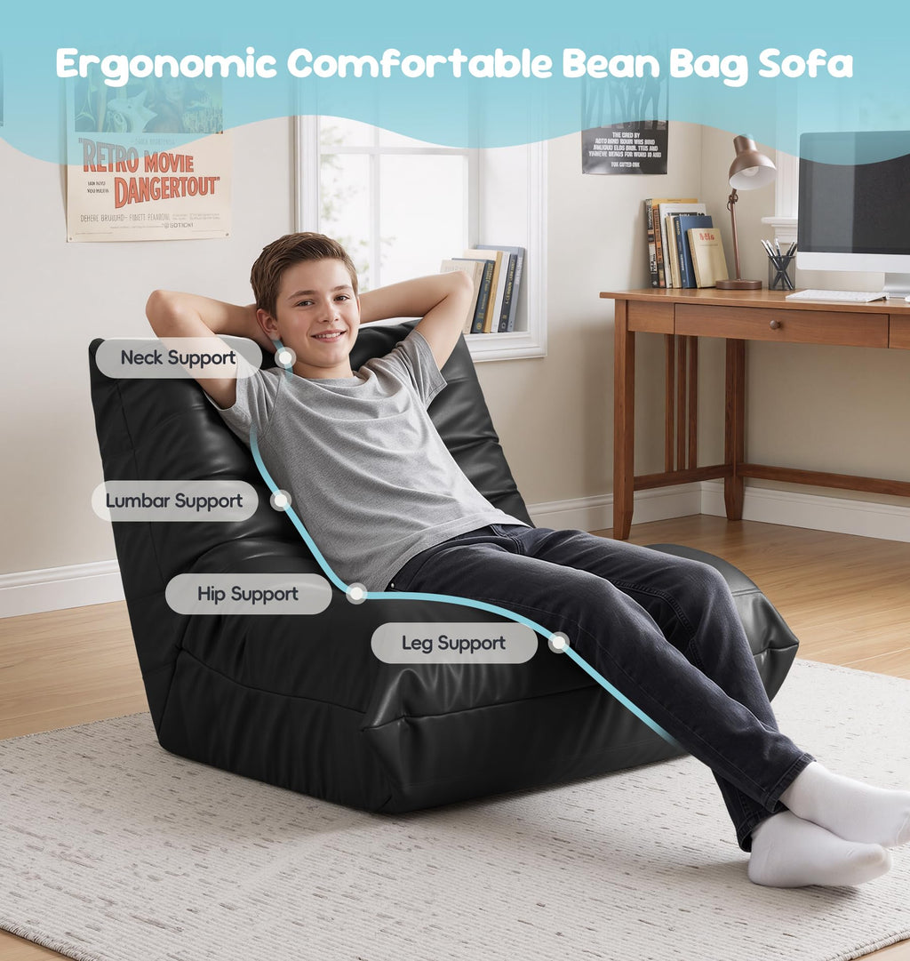 Hobestluk Bean Bag Chair Adult Leather Togo Chair Memory Foam Living Room