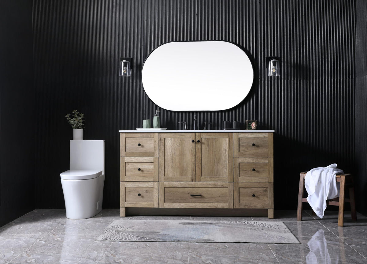 18" Pre-Assembled Bathroom Vanity with Sink, Engineered Wood, Ivory White Engineered Marble Countertop Included, Single Oval Porcelain Sink, 1 Soft-Close Drawers, Expresso