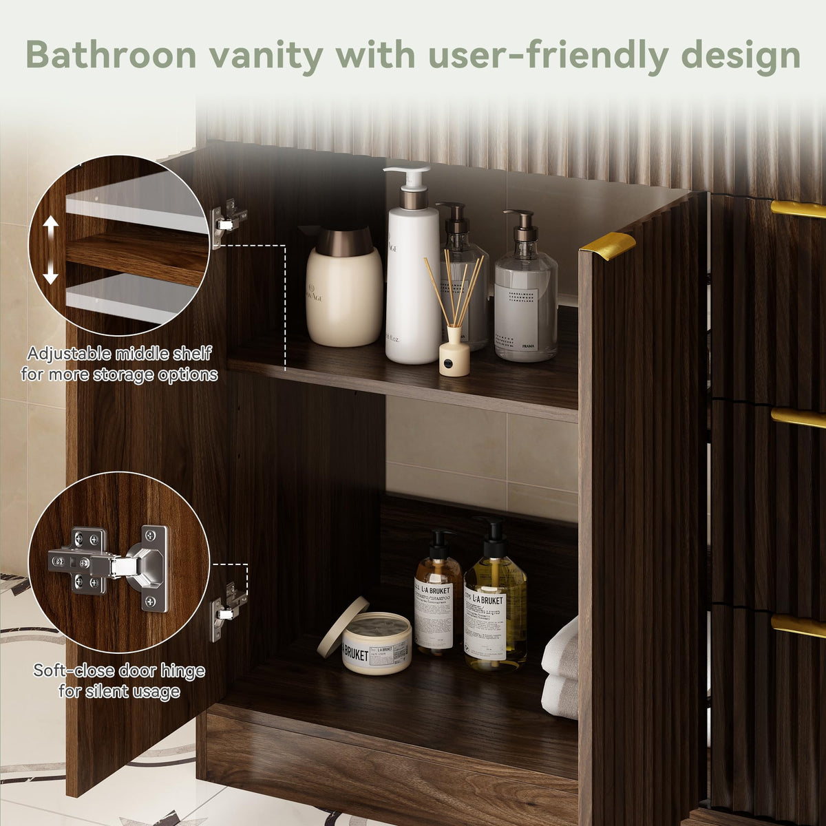 36" Bathroom Vanity with Sink Modern Oak
