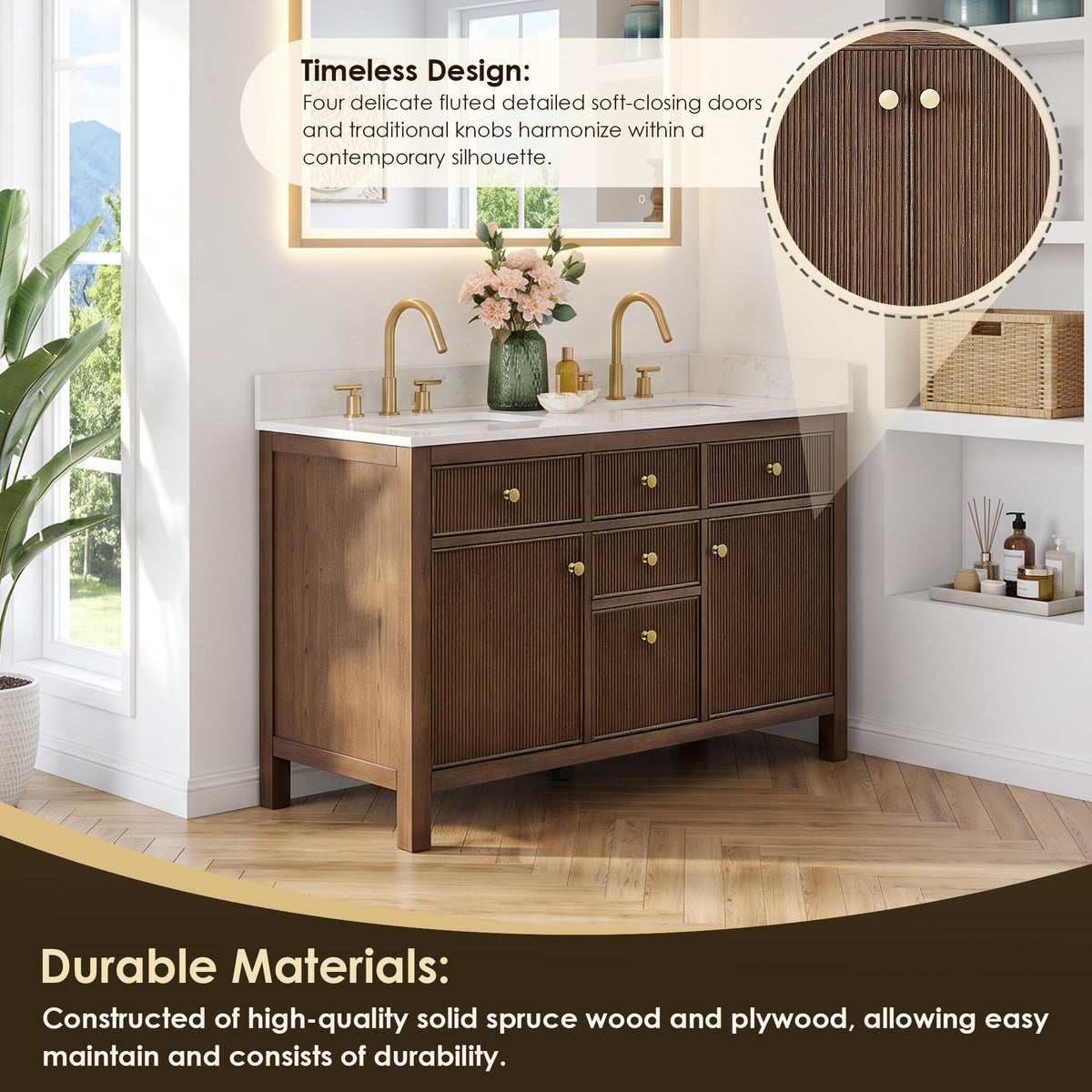 48 Inch Bathroom Vanity with Sink Modern Single Vanities with Countertop