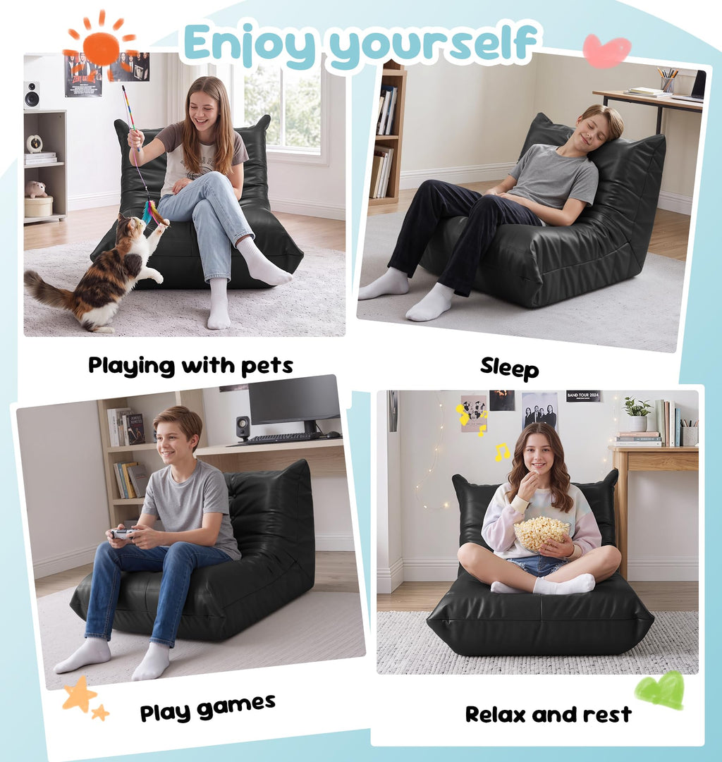 Hobestluk Bean Bag Chair Adult Leather Togo Chair Memory Foam Living Room