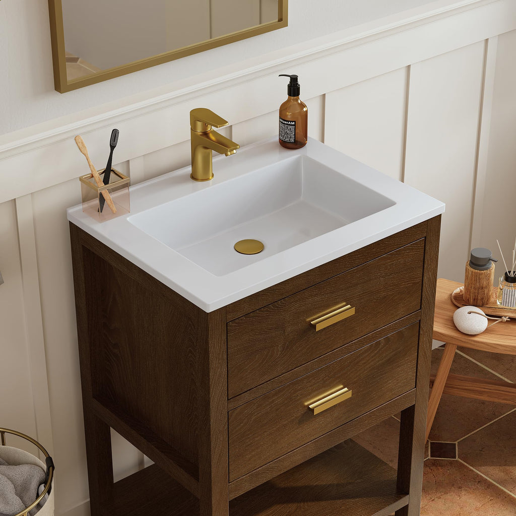 42 Inch Bathroom Vanity with Sink, Fully-Assembled, Walnut