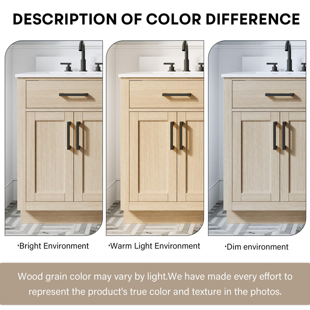WELLFOR 36-Inch Bathroom Vanity with Sink W/ 2 Doors & 4 Drawers & 1 Flip Drawer,Navy Blue Vanity W/Matte Black Handles