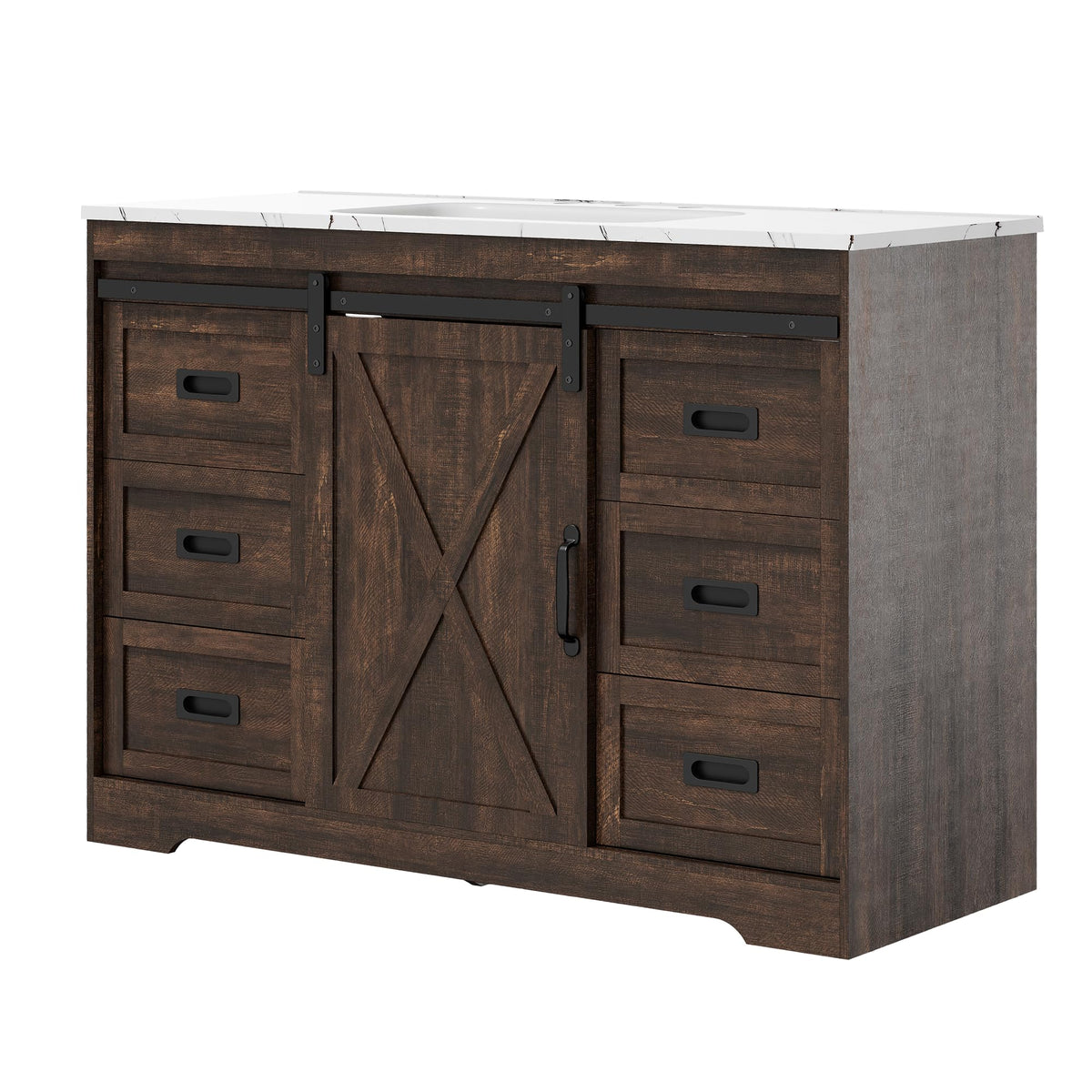 36 Inch Bathroom Vanity with Sink, Saw Cut Brown