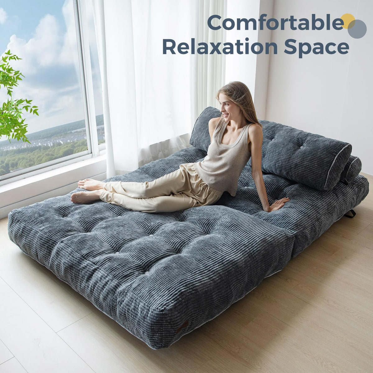 MAXYOYO Folding Sofa Bed, Convertible Chair Bed with Pillow