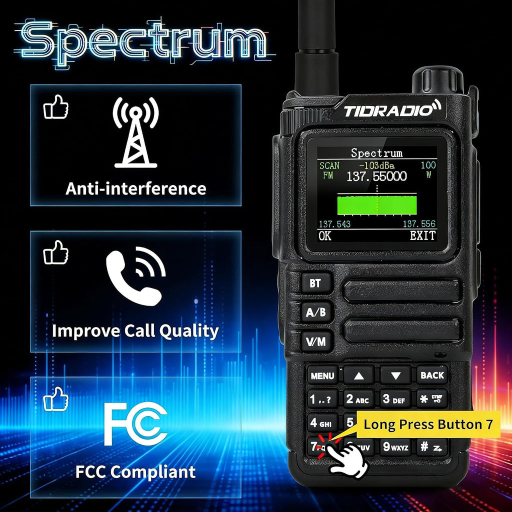 TIDRADIO TD-H9 10W GPS/APRS GMRS Handheld Radio, APP/Web Programming, Bluetoth, Noise Reduction, Repeater Capable, Spectrum Analysis, Compass, Air Band, NOAA, Long Range Walkie Talkies for Off-Roading