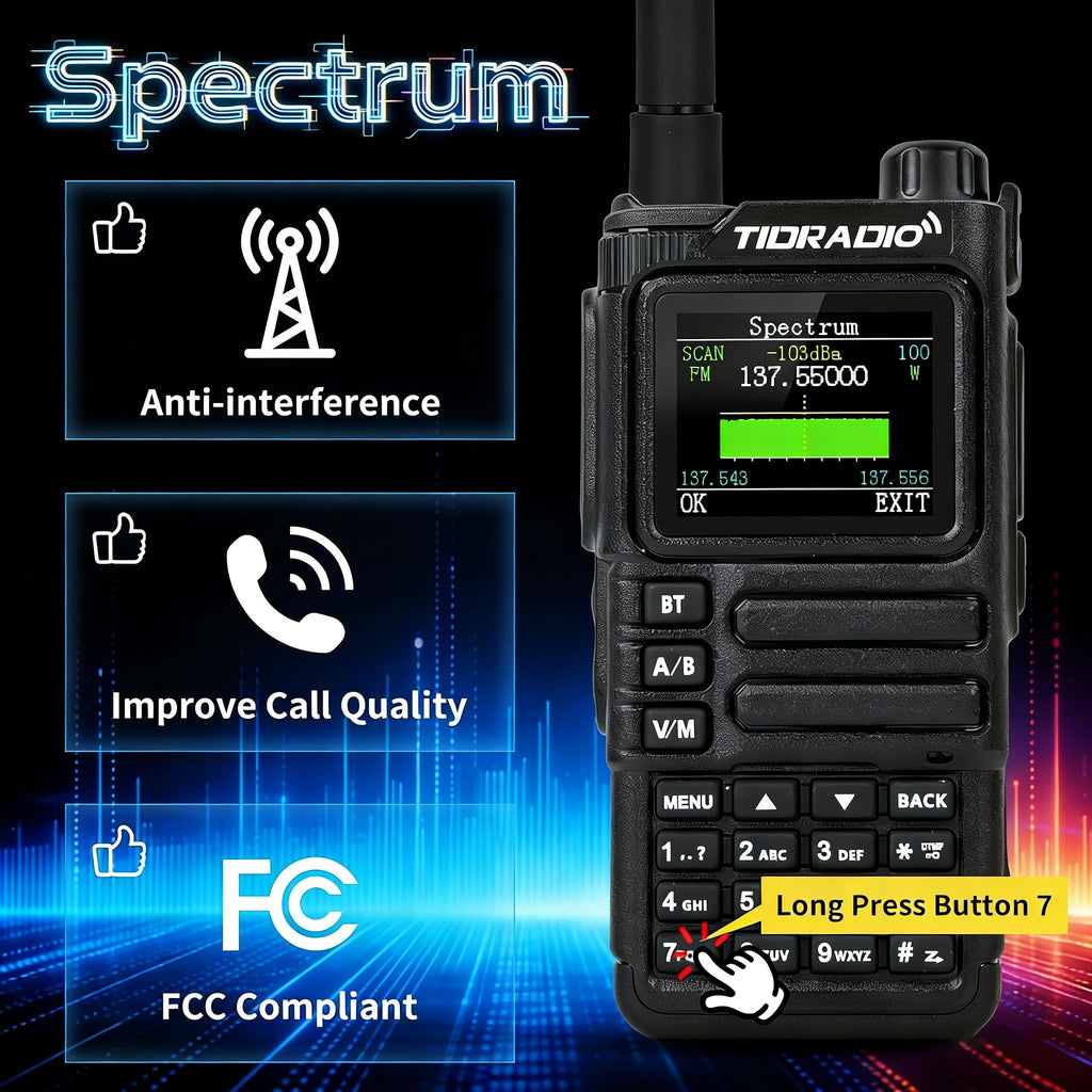 TIDRADIO TD-H9 10W GPS/APRS GMRS Handheld Radio, APP/Web Programming, Bluetoth, Noise Reduction, Repeater Capable, Spectrum Analysis, Compass, Air Band, NOAA, Long Range Walkie Talkies for Off-Roading
