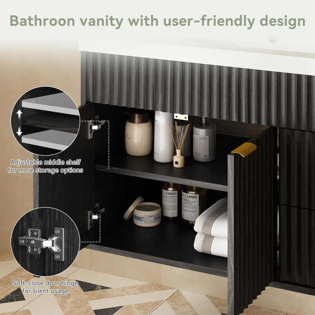 36" Bathroom Vanity with Sink Modern Oak