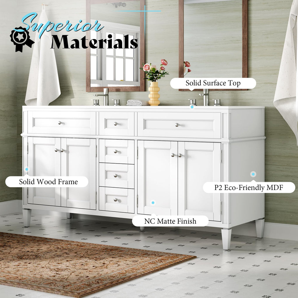 AMERLIFE 60â³ Bathroom Vanity with Sink Combo & 3 Storage Drawers