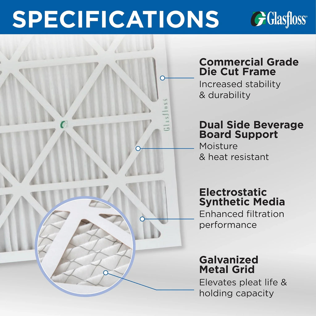 20x30x1 MERV 10 Pleated AC Furnace Air Filters by Glasfloss Industries. ( 8 Pack ) Exact Size: 19-5/8 x 29-5/8 x 7/8