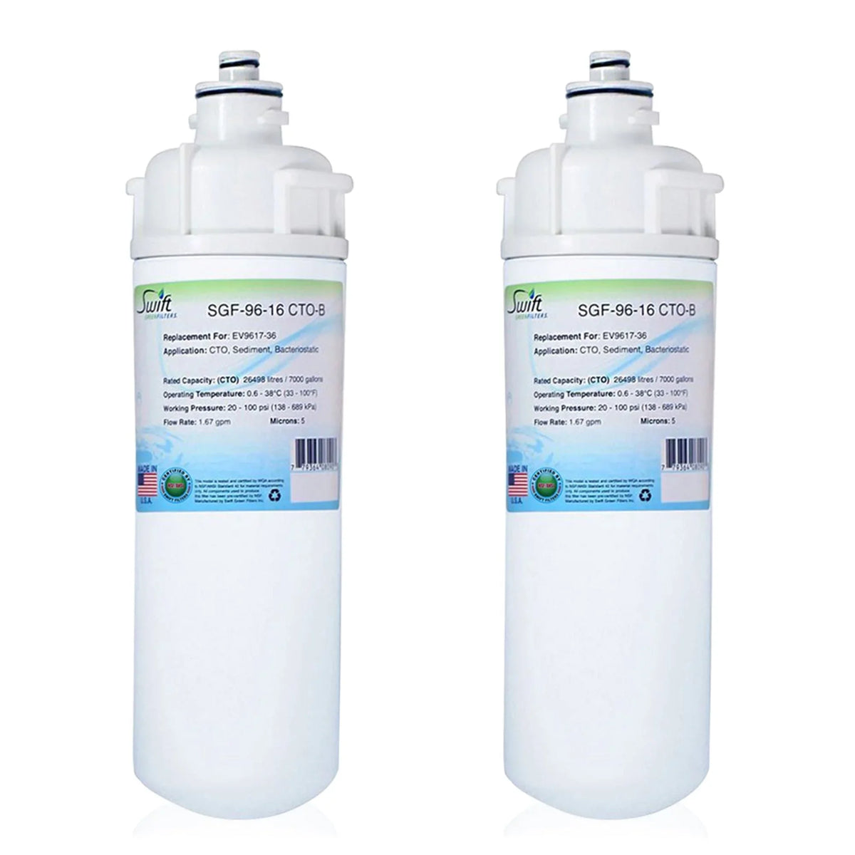 Swift Green Filters SGF-96-16 CTO-B Compatible Commercial Liquid Filter for EV9617-36, Made in USA (Pack of 2)