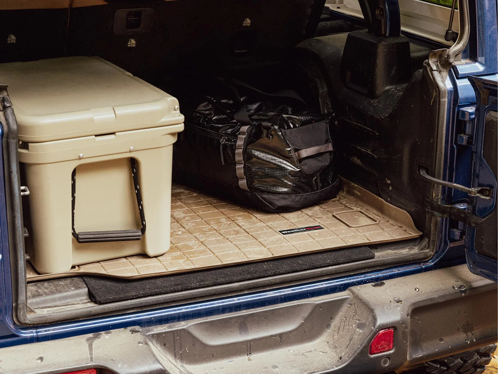 WeatherTech Cargo Trunk Liner with Bumper Protector compatible with 2021-2024 Jeep Grand Cherokee L - Behind 3rd Row Seating With Bumper Protector, Tan