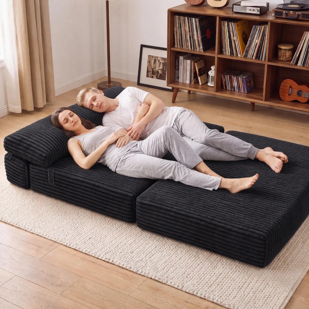 Folding Sofa Bed Convertible 4 in 1 Sleeper Chair Gray Single