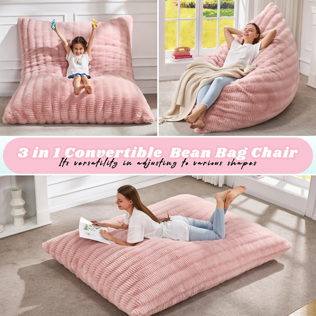 Hobestluk Adult Bean Bag Chair 3 in 1 Convertible Large Bean Bag Sofa