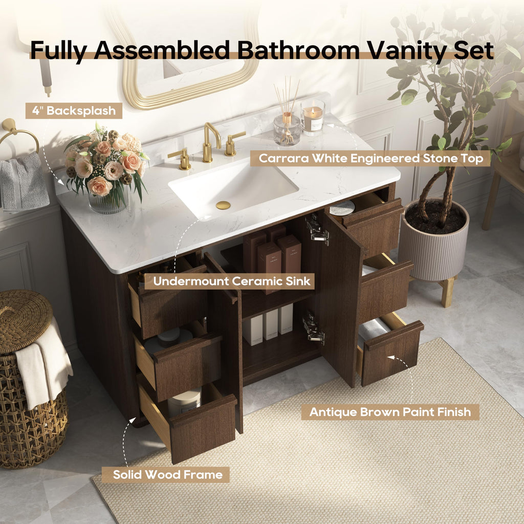 48 Inch Bathroom Vanity with Sink, Fully Assembled, Green