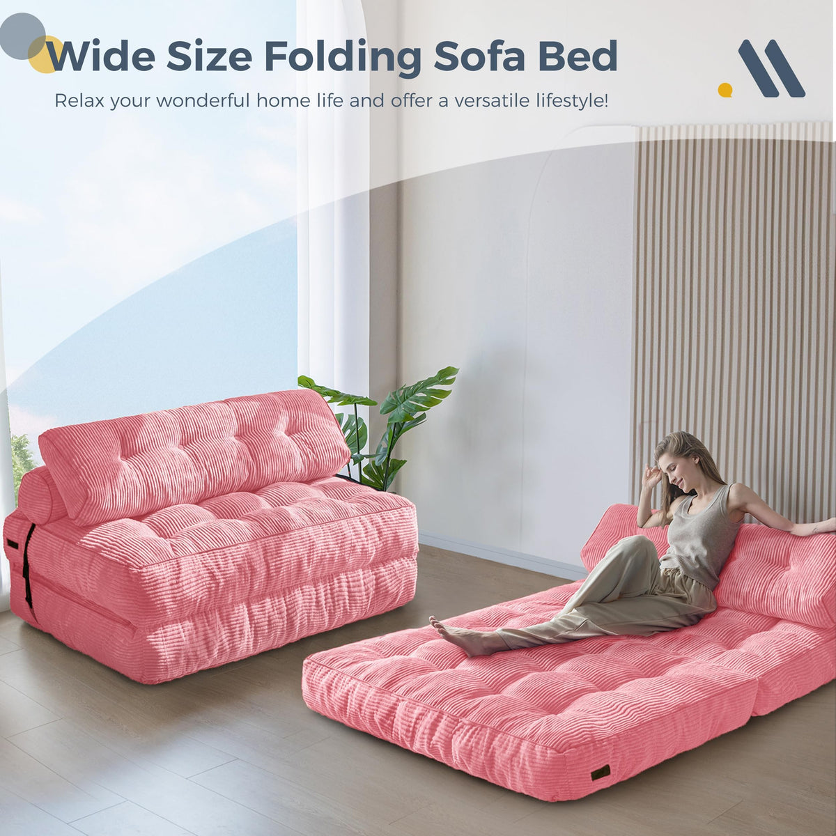 MAXYOYO Folding Sofa Bed, Convertible Chair Bed with Pillow