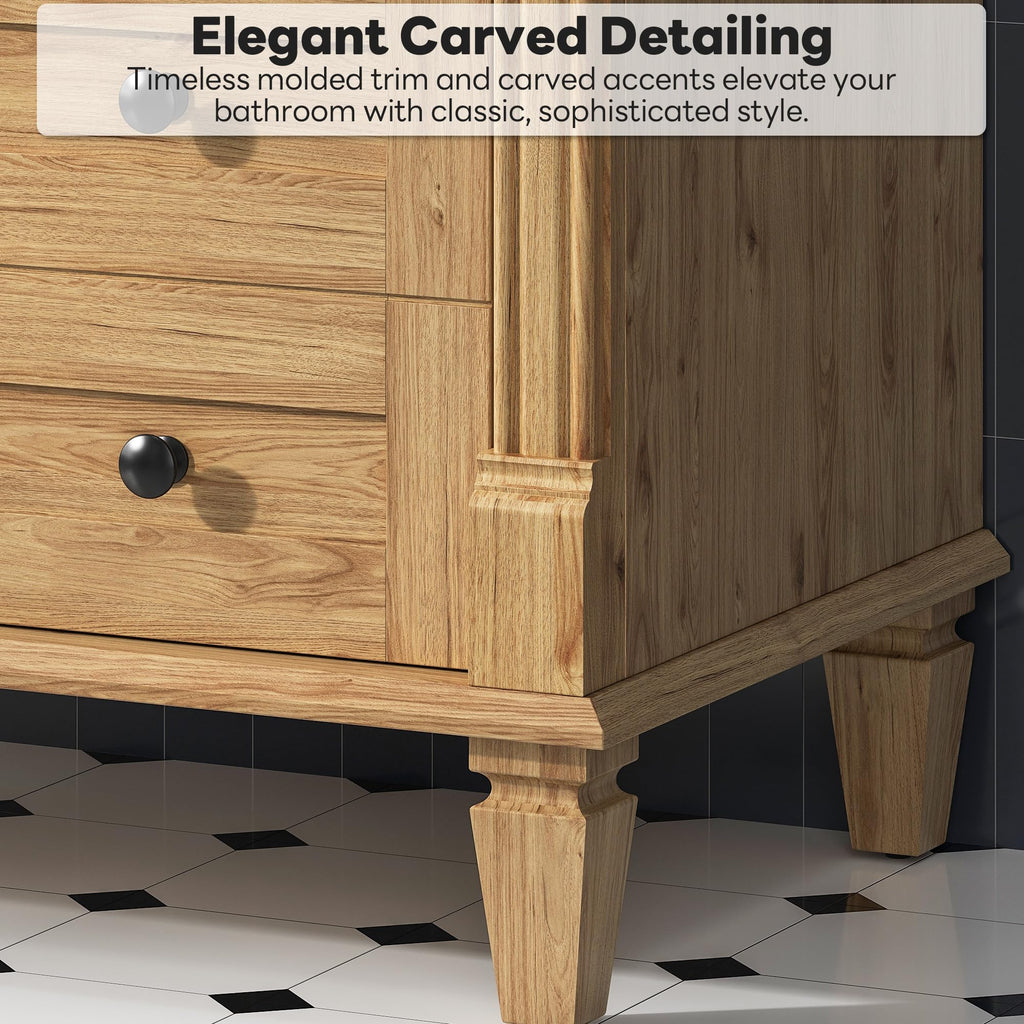 LIKIMIO 36 Inch Bathroom Vanity with Sink, Adjustable Solid Wood Legs